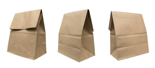 istock Brown recycled paper bag set isolated on white background, clipping path included 957214314