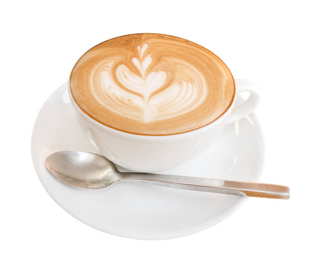 istock Hot coffee latte art isolated on white background, clipping path included 957215900
