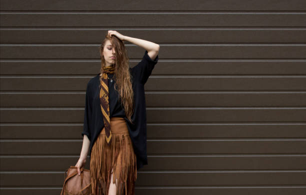 Boho style on red hair girl.
