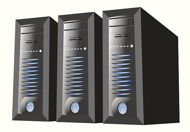 Black servers vector art illustration