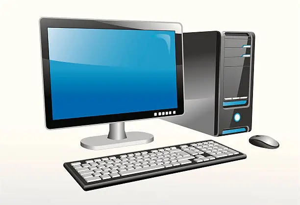 Vector illustration of Desktop computer