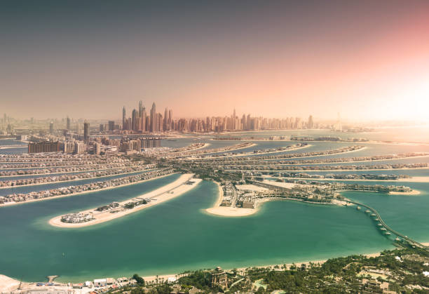 istock Palm Island in Dubai, aerial view 957227422
