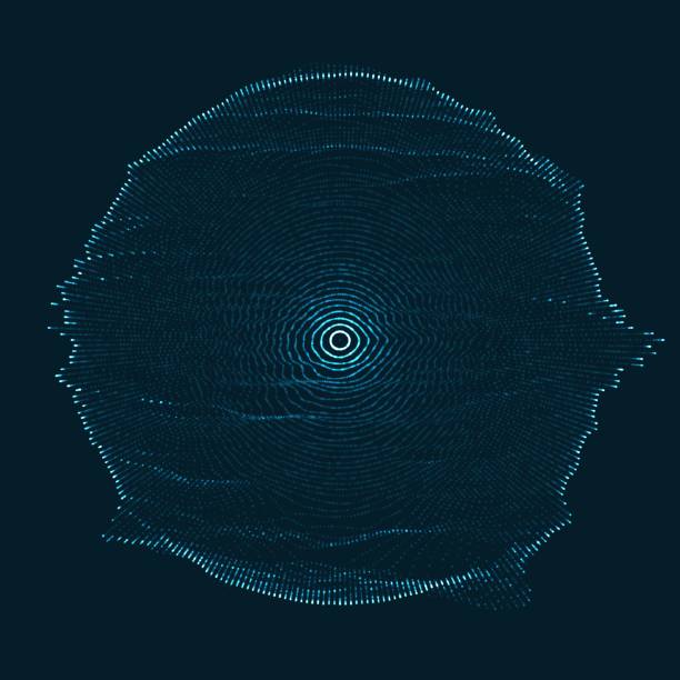 istock Abstract vector blue mesh on dark background. Futuristic style card. Elegant background for business presentations. Corrupted point sphere. Chaos aesthetics. 957227518