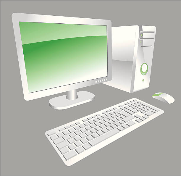 Desktop computer vector art illustration