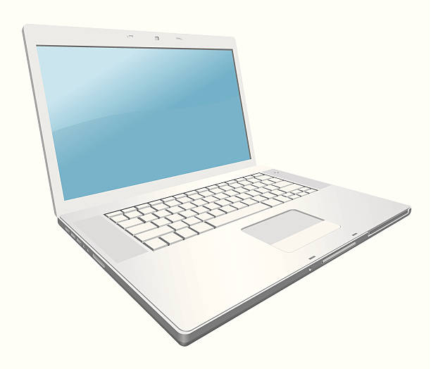 Silver laptop vector art illustration
