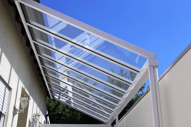 Courtyard canopy with glass stock photo