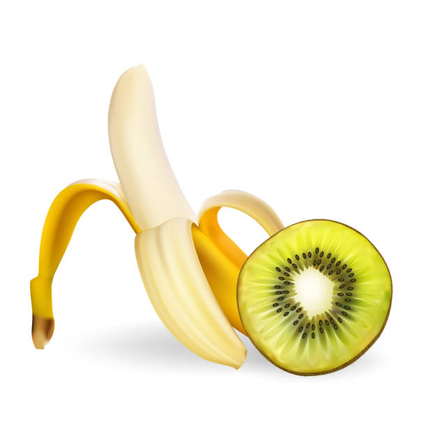 Banana and kiwi vector realistic illustration vector art illustration