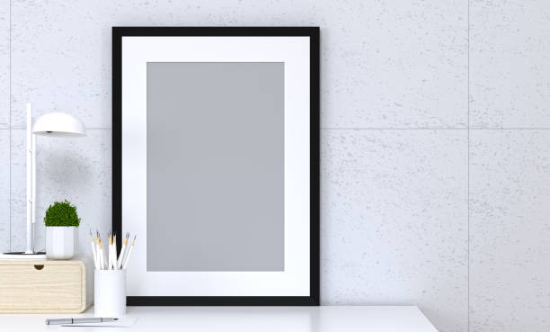 istock mokc up picture frame interior decoration office desk and object 3d illustration in front of clean wall business, work, 957246328