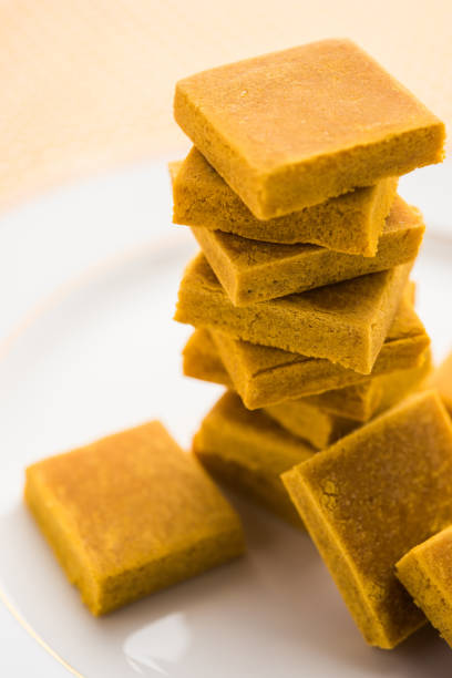 istock Hapus Amba Vadi / Burfi or Alphonso mango dried Cake or Bar, selective focus 957251616