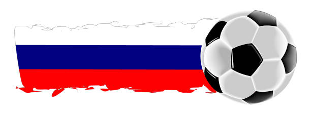 istock Football with russian flag – illustration 957263106