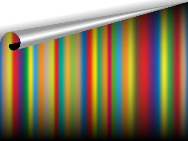ilustrações de stock, clip art, desenhos animados e ícones de vector striped background on curled paper of sheet - blue streak lights