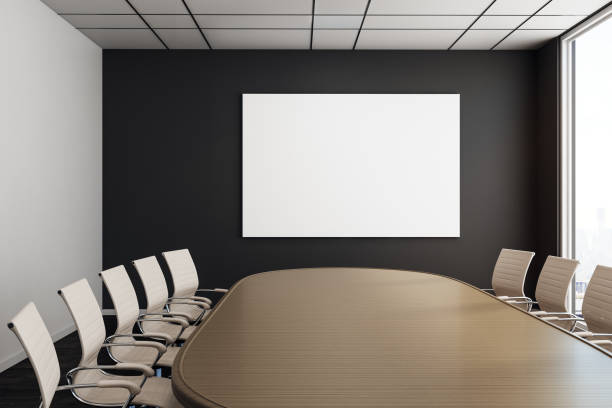 istock Modern meeting room with empty banner 957276328