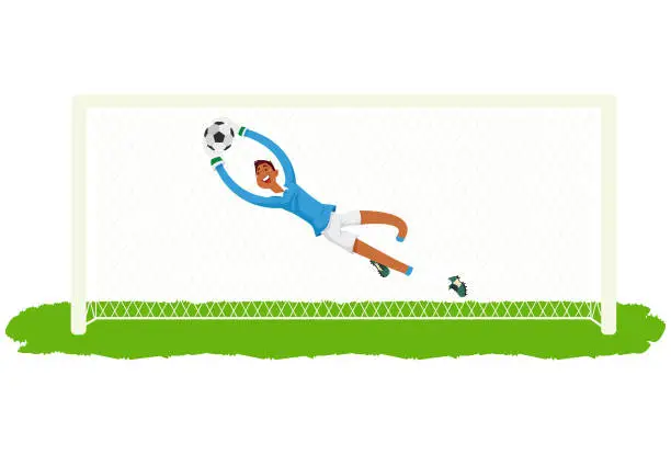 Vector illustration of Goalkeeper defending goal