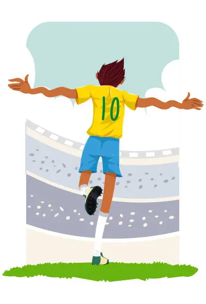 Vector illustration of Soccer player in stadium