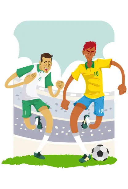Vector illustration of Soccer player in stadium
