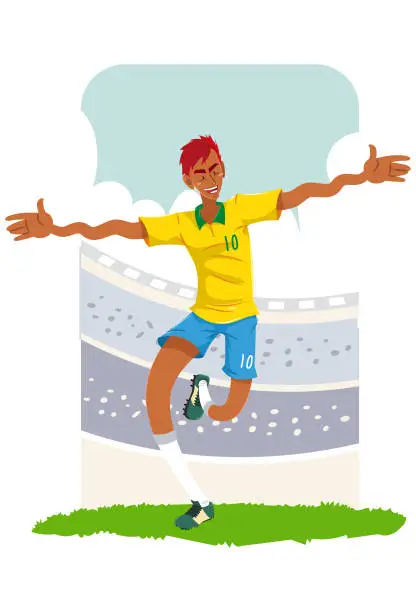 Vector illustration of Soccer player in stadium