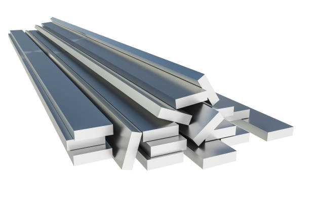 istock Steel metal profiles in corner shape - industry concept 957295320