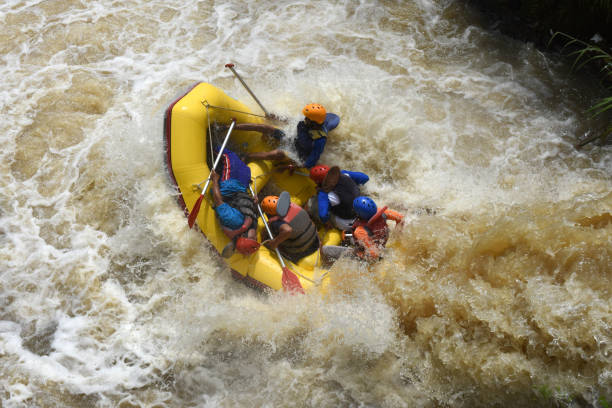 rafting no rio kesambon, malang, indonésia - rafting strength excitement men - fotografias e filmes do acervo