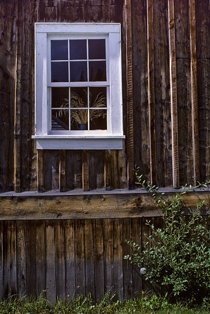 Barn Door and Window Nothing speaks of rural Canada like an old barn. Sadly, many of these wooden relics have fallen into disrepair or simply disappeared. The few still remaining remind us of a time when small farms produced most of the food we eat. This classic weathered barn was photographed in Barkerville, British Columbia, Canada. jeff goulden barn stock pictures, royalty-free photos & images