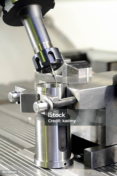 Milling The Metal Blank Stock Photo - Download Image Now - Automated, Blank, Color Image