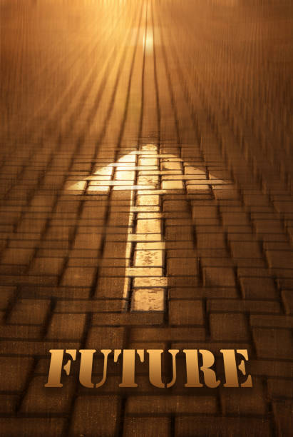 istock Future word written on road at the sunset. Future concept with arrow 957315580