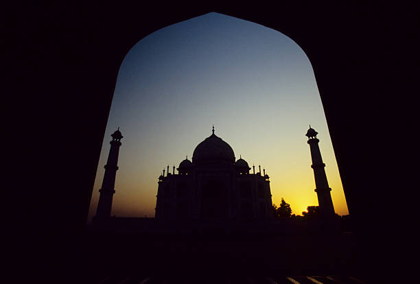 istock Taj Mahal framed in archway, Agra, India 95731946