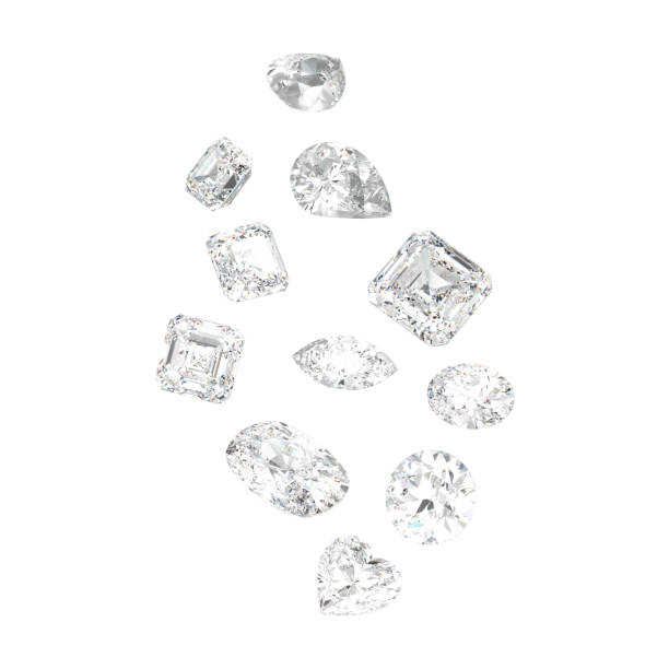 istock 3D illustration isolated group of white different diamonds stones 957319786