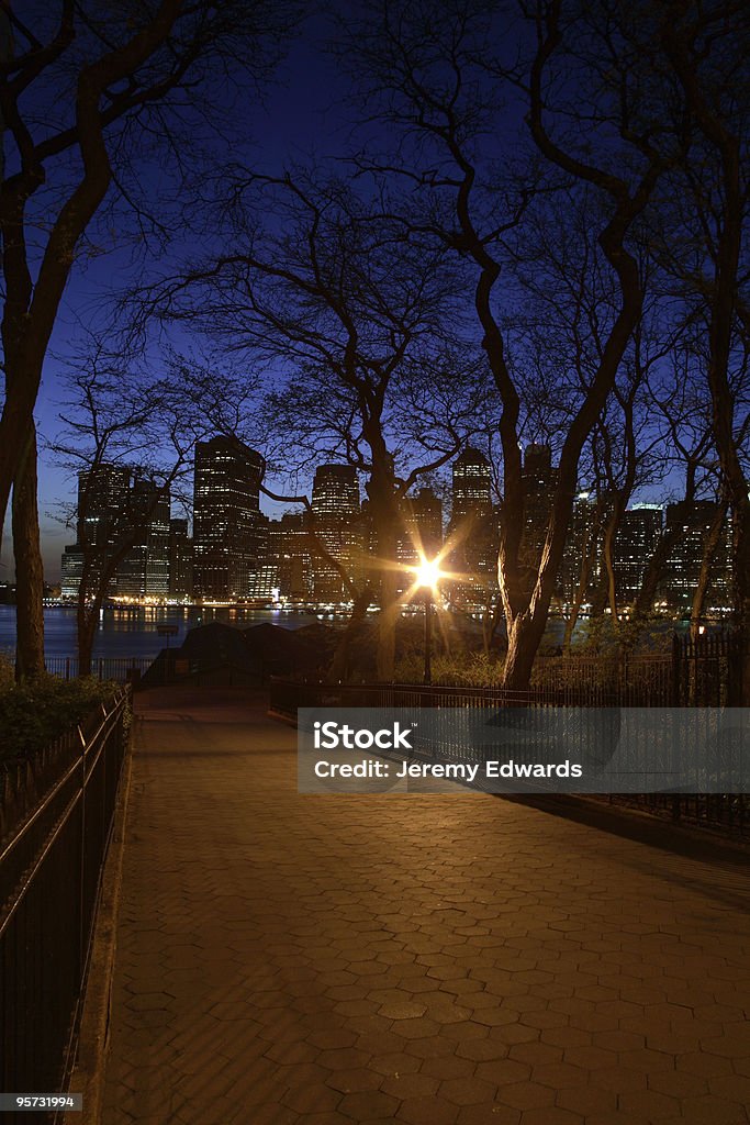 Vida nocturna en Brooklyn con vista del bajo Manhattan - Foto de stock de Camino libre de derechos