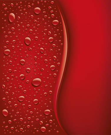 Background dark red water with many drops - Illustration