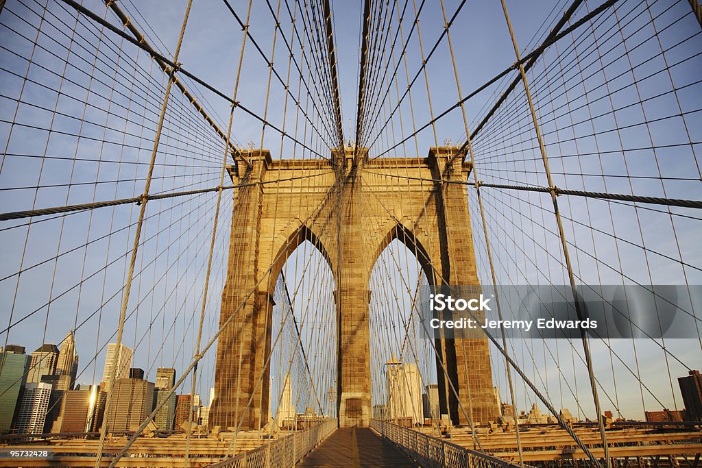 Brooklyn Bridge ,ニューヨーク,米国 - つり橋のロイヤリティフリーストックフォト