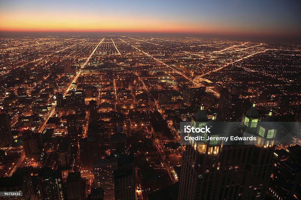 Chicago at night, Illinois  Chicago - Illinois Stock Photo