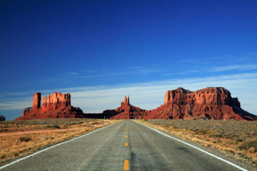 Monument Valley on a slightly overcast summer morning.