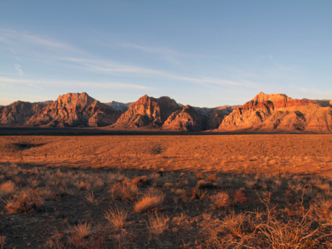 Panoramic view of Pinto Basin and Pinto Mountain in Joshua Tree National Park, Mojave Desert, California, USA