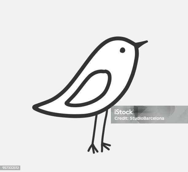 Little Bird Icon Stock Illustration - Download Image Now - Bird, Outline, Cute