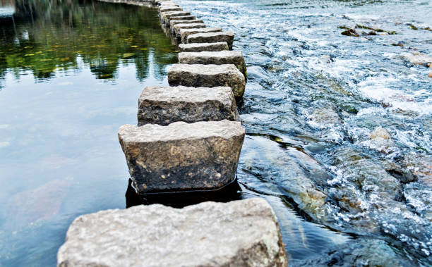 istock Stepping stones on the water 957359082