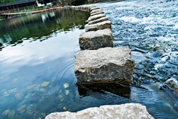 Stepping stones on the water