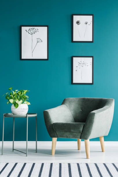 istock Green and blue minimal room 957360054