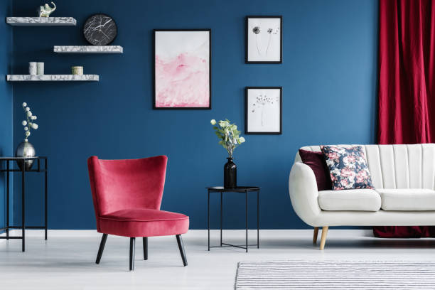 istock Red and blue living room 957360076