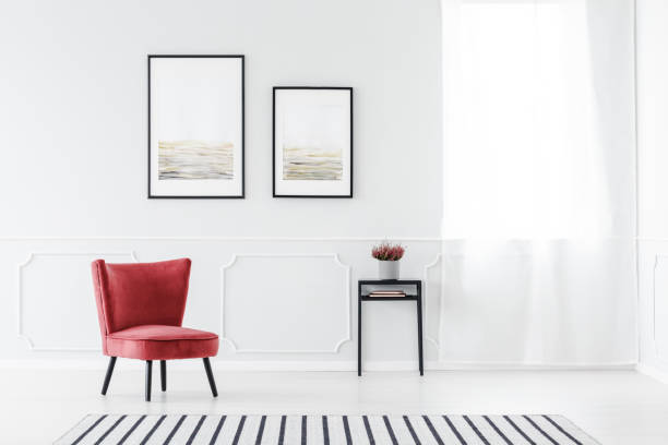 istock Red and grey living room 957363310