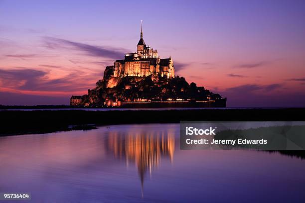Mont Saintmichel France Stock Photo - Download Image Now - Mont Saint-Michel, Night, Sunset