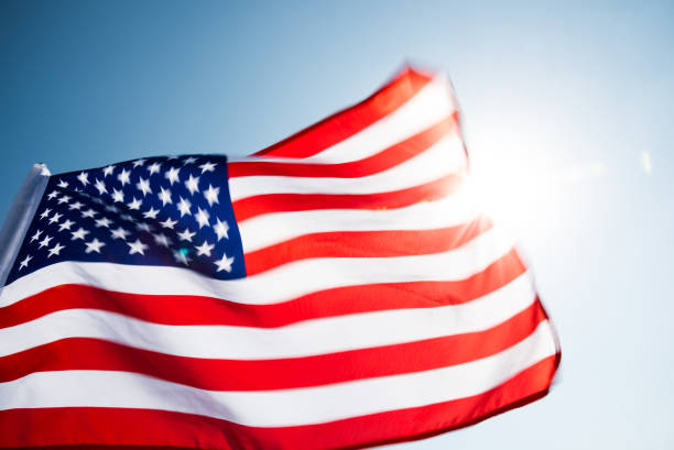 istock Close-up of American flag 957364436