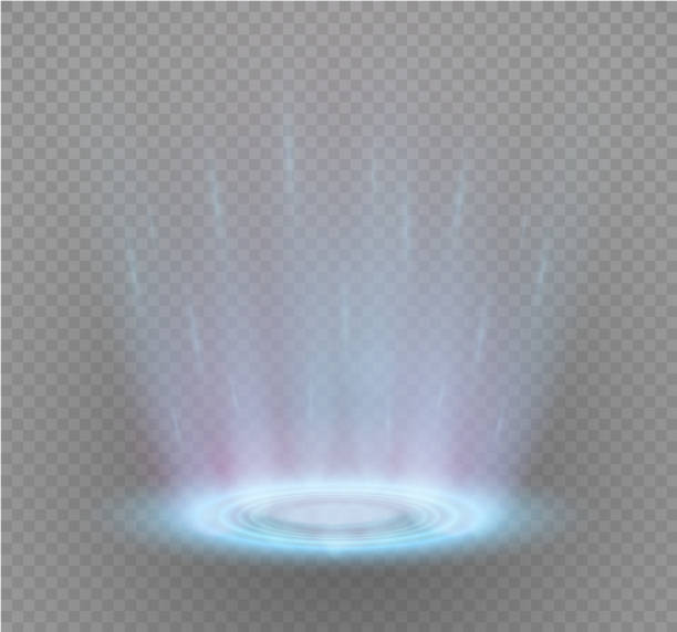 kouzelný portál fantazie. futuristický teleport. světelný efekt. světelné paprsky noční scény a jiskry na průhledném pozadí. prázdný světelný efekt pódia. disko klub tanečního parketu - podlaží architektonický prvek stock ilustrace