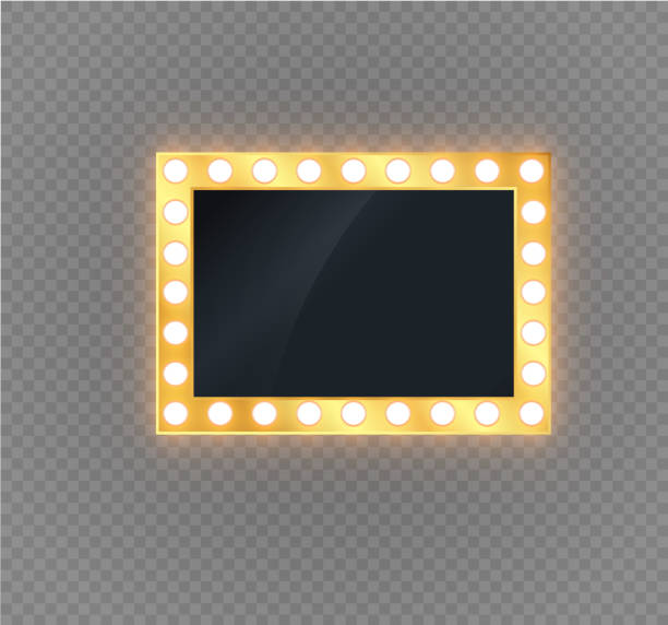 istock Hollywood lights. Illuminated realistic banner isolated on transparent background. Vector shine string bulbs. Las Vegas casino night party sign. Glowing lights billboard for advertising design 957365532