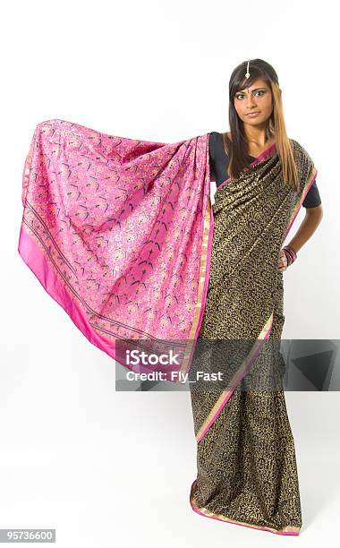 East Indian Woman Wearing A Saree Stock Photo - Download Image Now - 20-24 Years, Adult, Adults Only