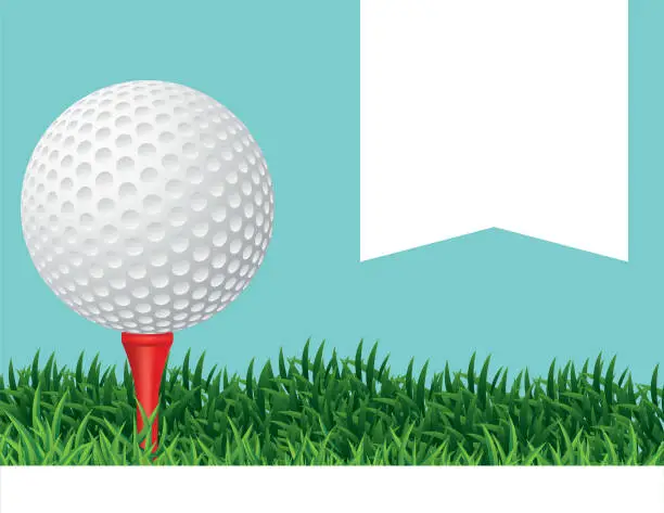 Vector illustration of Golf Ball In The Grass Background