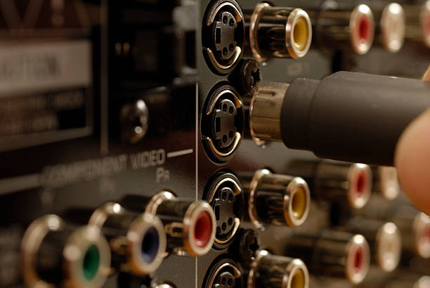 istock Close up view of a component video connections 95736746