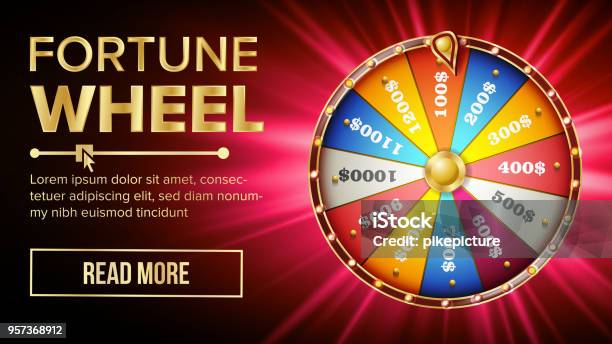 Wheel Of Fortune Vector Gamble Chance Leisure Colorful Gambling Wheel Jackpot Prize Concept Background Bright Illustration Stock Illustration - Download Image Now