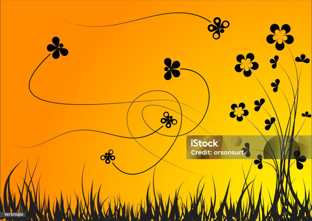 Flower silhouette Flower silhouette in the sun set Abstract stock vector
