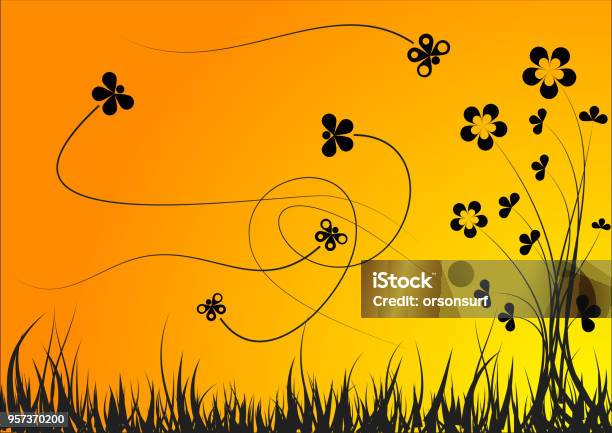 Flower Silhouette Stock Illustration - Download Image Now - Abstract, Art, Back