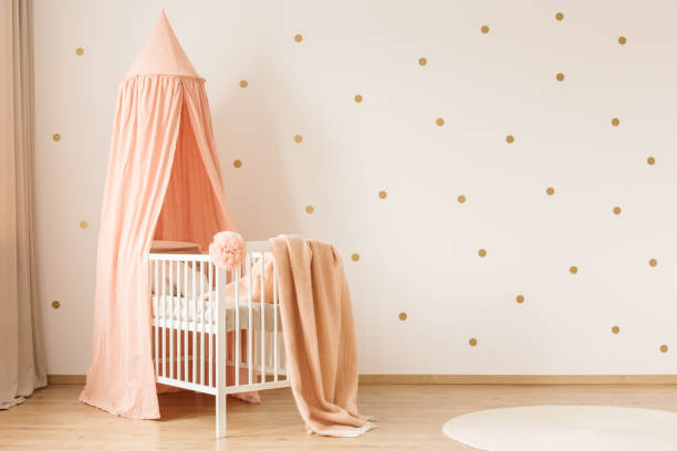istock Gold and pink kid's bedroom 957370536